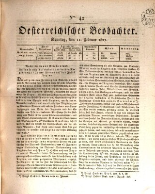 Der Oesterreichische Beobachter Sonntag 11. Februar 1827