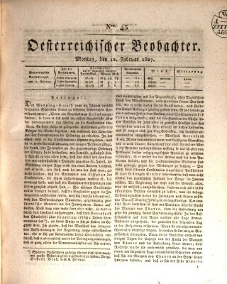 Der Oesterreichische Beobachter Montag 12. Februar 1827