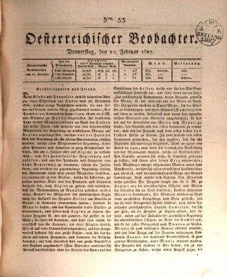 Der Oesterreichische Beobachter Donnerstag 22. Februar 1827