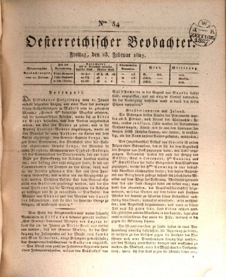 Der Oesterreichische Beobachter Freitag 23. Februar 1827