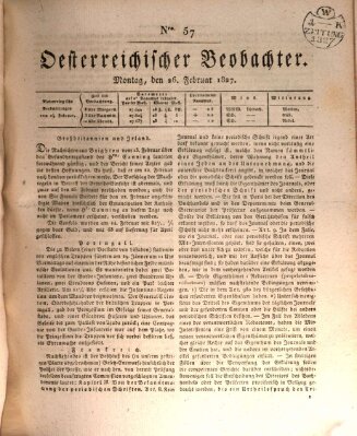 Der Oesterreichische Beobachter Montag 26. Februar 1827