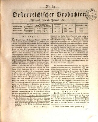 Der Oesterreichische Beobachter Mittwoch 28. Februar 1827