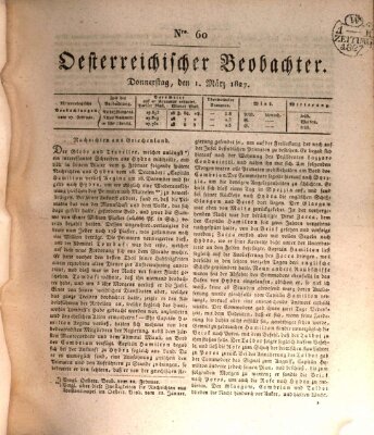 Der Oesterreichische Beobachter Donnerstag 1. März 1827