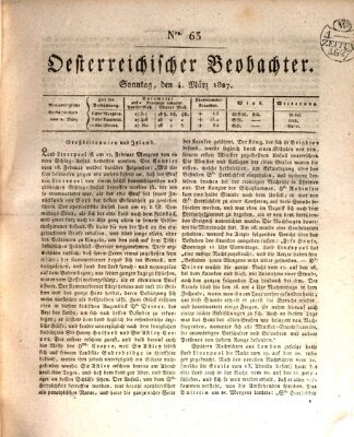 Der Oesterreichische Beobachter Sonntag 4. März 1827