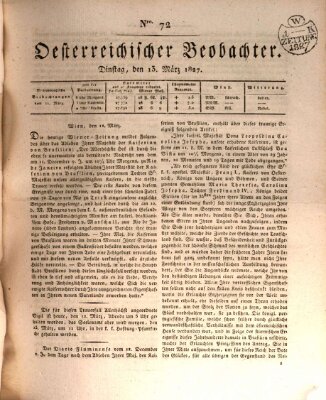 Der Oesterreichische Beobachter Dienstag 13. März 1827