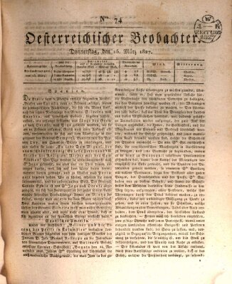 Der Oesterreichische Beobachter Donnerstag 15. März 1827