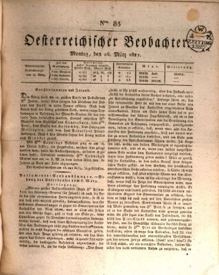 Der Oesterreichische Beobachter Montag 26. März 1827