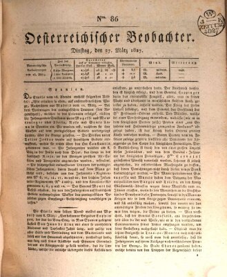 Der Oesterreichische Beobachter Dienstag 27. März 1827