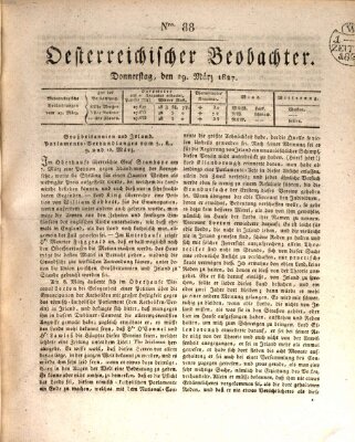 Der Oesterreichische Beobachter Donnerstag 29. März 1827