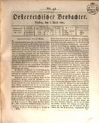 Der Oesterreichische Beobachter Dienstag 3. April 1827