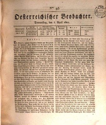 Der Oesterreichische Beobachter Donnerstag 5. April 1827