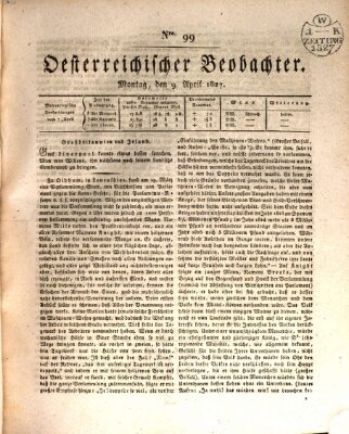 Der Oesterreichische Beobachter Montag 9. April 1827