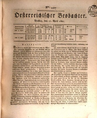 Der Oesterreichische Beobachter Dienstag 17. April 1827