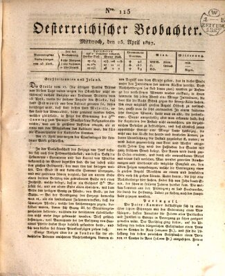 Der Oesterreichische Beobachter Mittwoch 25. April 1827