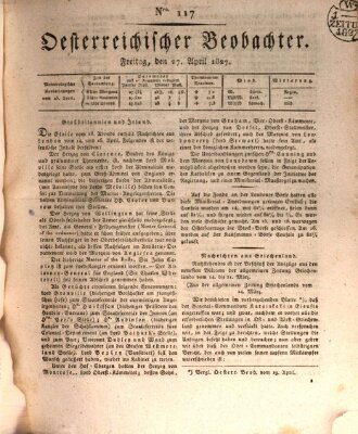 Der Oesterreichische Beobachter Freitag 27. April 1827