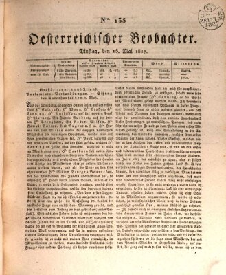 Der Oesterreichische Beobachter Dienstag 15. Mai 1827