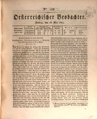 Der Oesterreichische Beobachter Freitag 18. Mai 1827