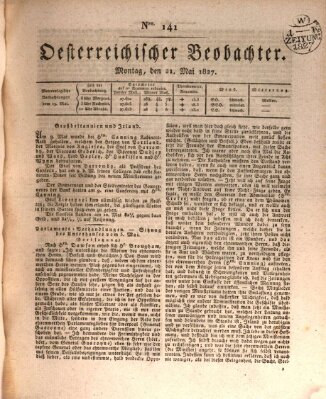 Der Oesterreichische Beobachter Montag 21. Mai 1827