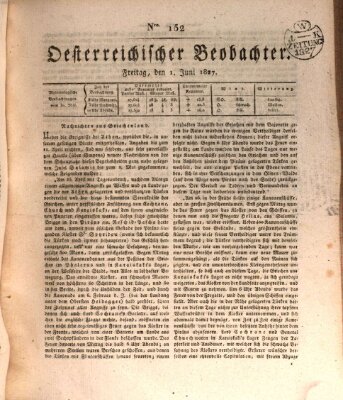 Der Oesterreichische Beobachter Freitag 1. Juni 1827