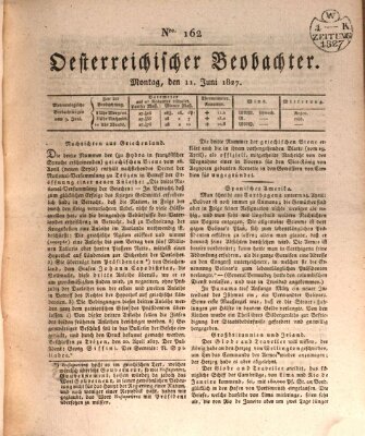 Der Oesterreichische Beobachter Montag 11. Juni 1827