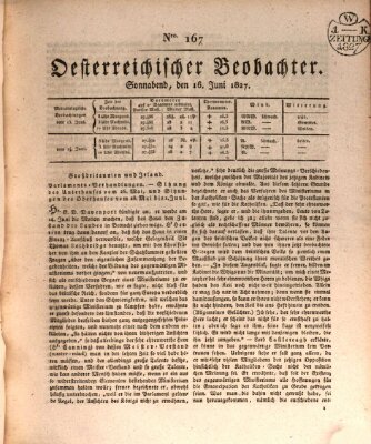 Der Oesterreichische Beobachter Samstag 16. Juni 1827