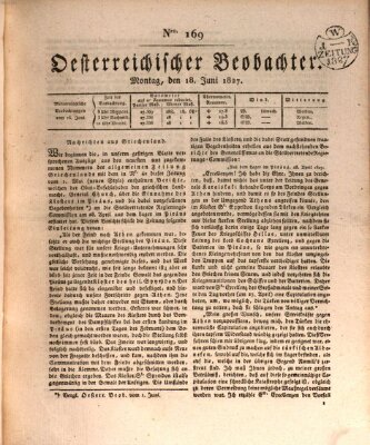 Der Oesterreichische Beobachter Montag 18. Juni 1827