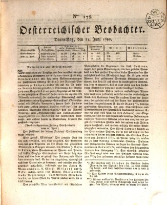 Der Oesterreichische Beobachter Donnerstag 21. Juni 1827