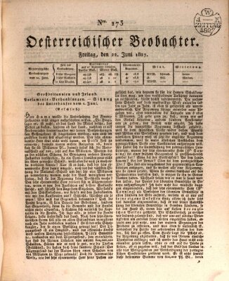 Der Oesterreichische Beobachter Freitag 22. Juni 1827