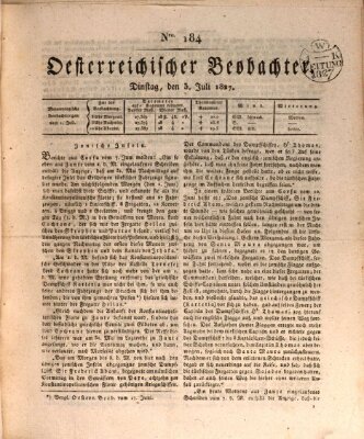 Der Oesterreichische Beobachter Dienstag 3. Juli 1827