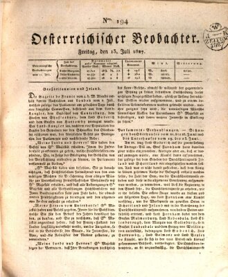 Der Oesterreichische Beobachter Freitag 13. Juli 1827