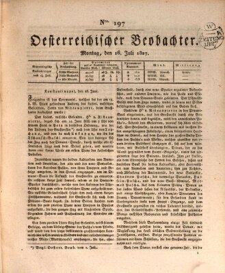 Der Oesterreichische Beobachter Montag 16. Juli 1827