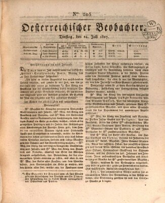 Der Oesterreichische Beobachter Dienstag 24. Juli 1827