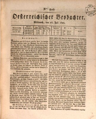 Der Oesterreichische Beobachter Mittwoch 25. Juli 1827