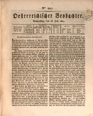 Der Oesterreichische Beobachter Donnerstag 26. Juli 1827