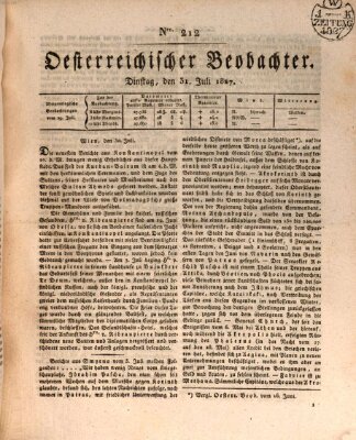 Der Oesterreichische Beobachter Dienstag 31. Juli 1827