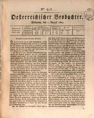 Der Oesterreichische Beobachter Mittwoch 1. August 1827