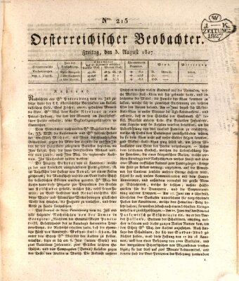 Der Oesterreichische Beobachter Freitag 3. August 1827