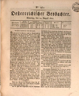 Der Oesterreichische Beobachter Sonntag 19. August 1827