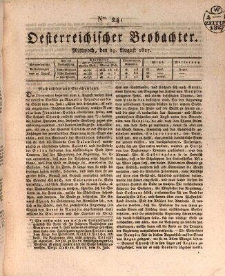 Der Oesterreichische Beobachter Mittwoch 29. August 1827