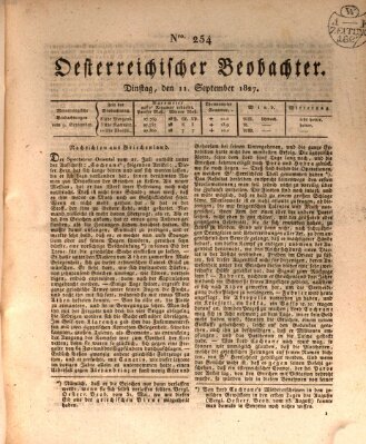 Der Oesterreichische Beobachter Dienstag 11. September 1827