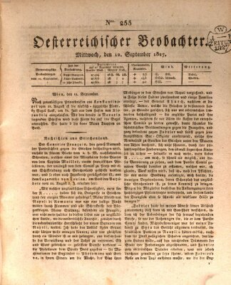 Der Oesterreichische Beobachter Mittwoch 12. September 1827