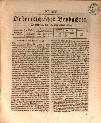 Der Oesterreichische Beobachter Donnerstag 13. September 1827