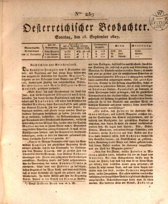 Der Oesterreichische Beobachter Sonntag 16. September 1827