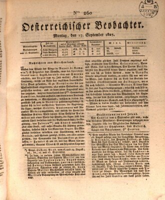 Der Oesterreichische Beobachter Montag 17. September 1827