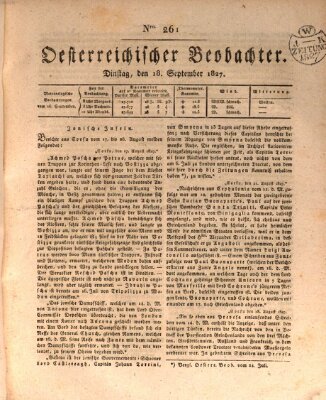 Der Oesterreichische Beobachter Dienstag 18. September 1827