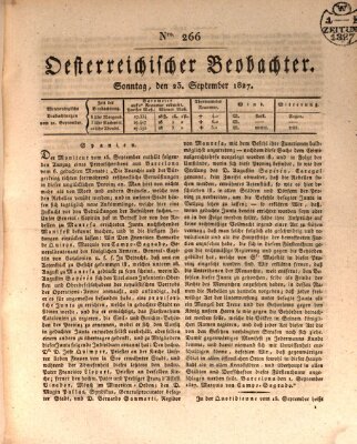 Der Oesterreichische Beobachter Sonntag 23. September 1827