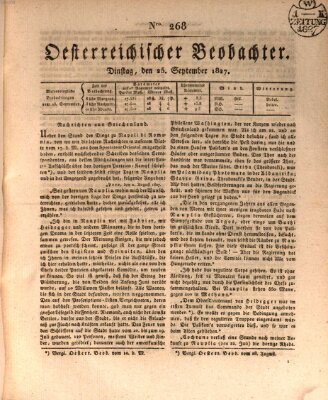 Der Oesterreichische Beobachter Dienstag 25. September 1827