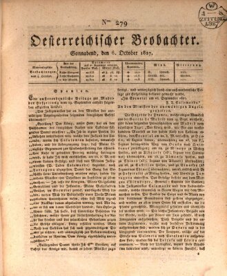 Der Oesterreichische Beobachter Samstag 6. Oktober 1827