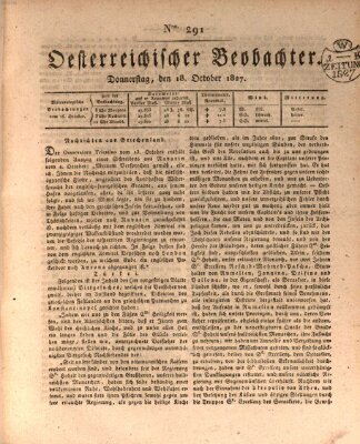 Der Oesterreichische Beobachter Donnerstag 18. Oktober 1827