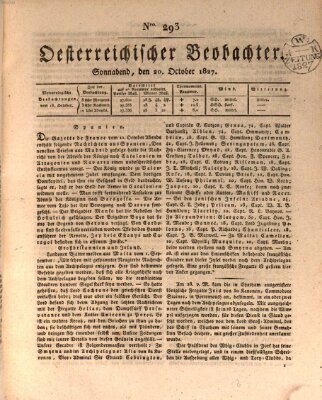 Der Oesterreichische Beobachter Samstag 20. Oktober 1827